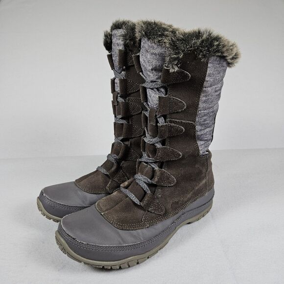 The North Face Women's Nuptse Purna Boot Size 7 Waterproof Faux Fur Winter Suede - Picture 1 of 16